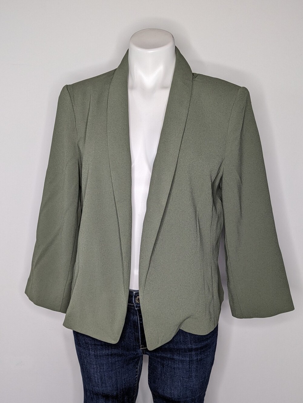 NWT Ann Taylor Sage Green Long Sleeve Professional Career Open Blazer Jacket 12